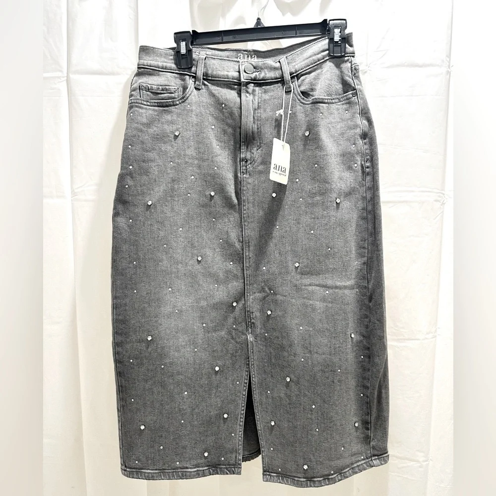 a.n.a Embellished Womens High Rise
Stretch Fabric Denim Skirt With Rhinestones - Picture 4 of 5